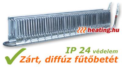 A zárt, diffúz fűtbetét nem izzik és nem is ráz.