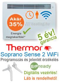 Soprano Sense 2 WiFi elektromos fűtőpanel heti időzítéssel, jelenlét érzékelővel és kettős hőleadással.