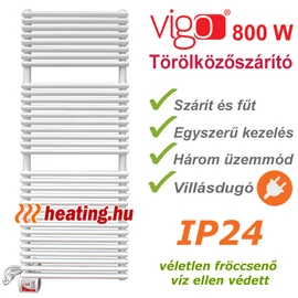 Vigo elektromos törölközőszárító radiátor 800 W -al, három fokozattal és készre szerelt villásdugóval. . Vigo elektromos törölközőszárító radiátor 800 W -al, három fokozattal és készre szerelt villásdugóval. .