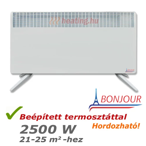 Nagy teljesítményű, 2500 W-os Bonjour 2 mobil villanyradiátor.