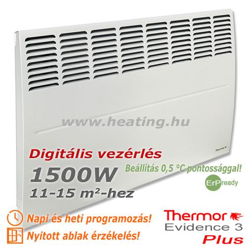 Az Evidence 3 Plus 1500 W elektromos radiátor 0,5 °C-onként állítható.