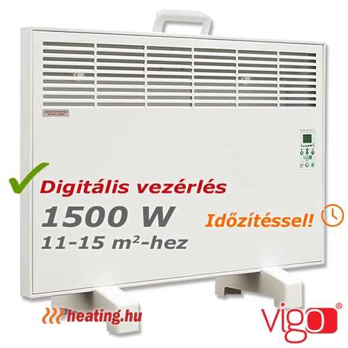 1500 W teljesítményű mobil Vigo elektromos fűtőpanel.