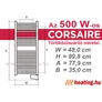 Kép 3/4 - Az 500 W -os Thermor Corsaire elektromos törölközőszárító méretei.