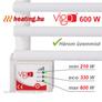 Kép 2/4 - A 600 W-os Vigo elektromos törölközőszárító radiátor 210, 330 és 600 W-al is működtethető.